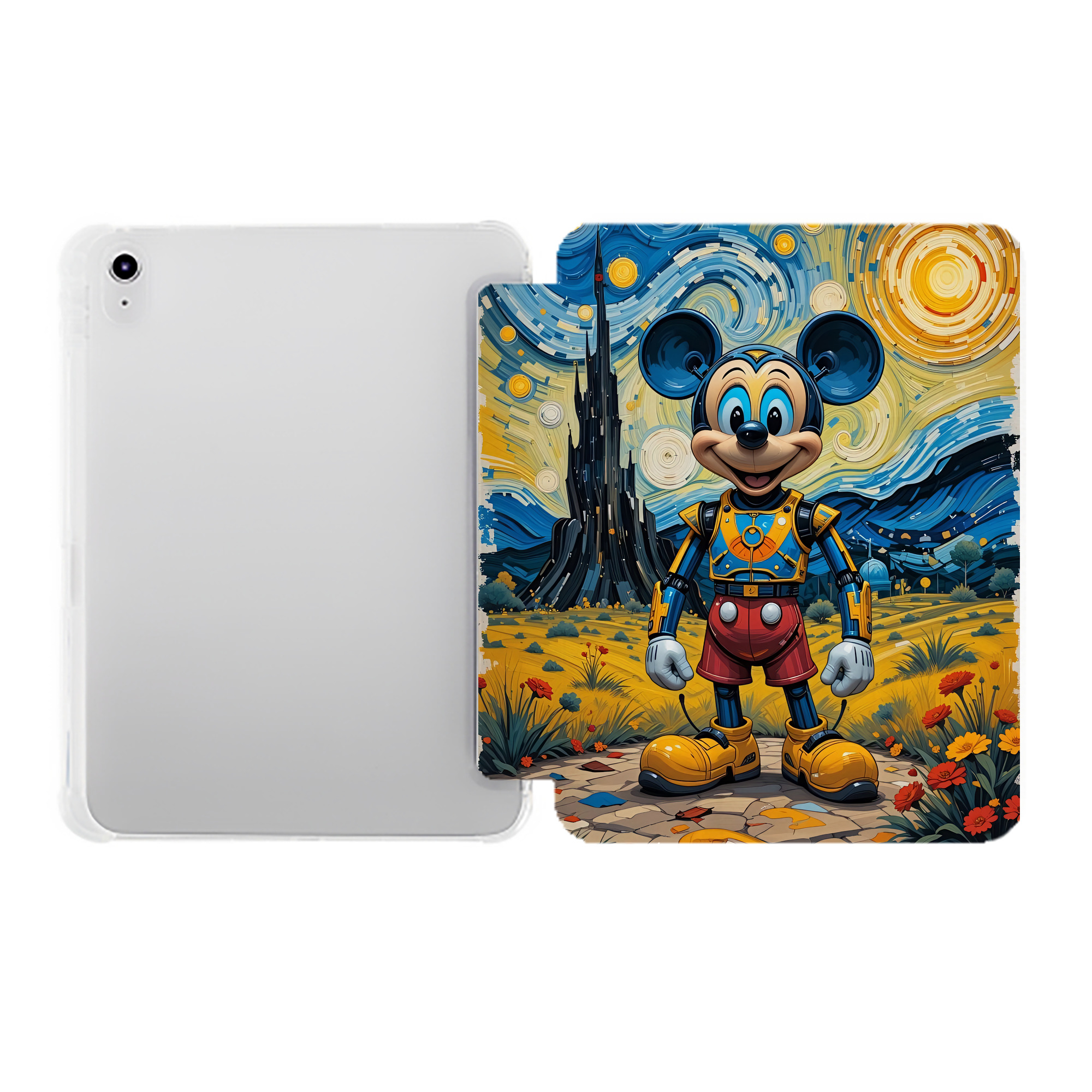 （画像用） ミッキーマウス Mickey Mouse IPad ケース ペン収納付き 三つ折りスタンド PUレザー×シリコン 対応機種9.5/10.5/10.9インチ